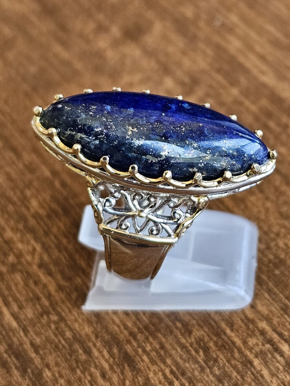 Retired Gems En Vogue Lapiz Luzuli Ring Palladium Sterling Silver 18k Size 6! - Picture 6 of 7